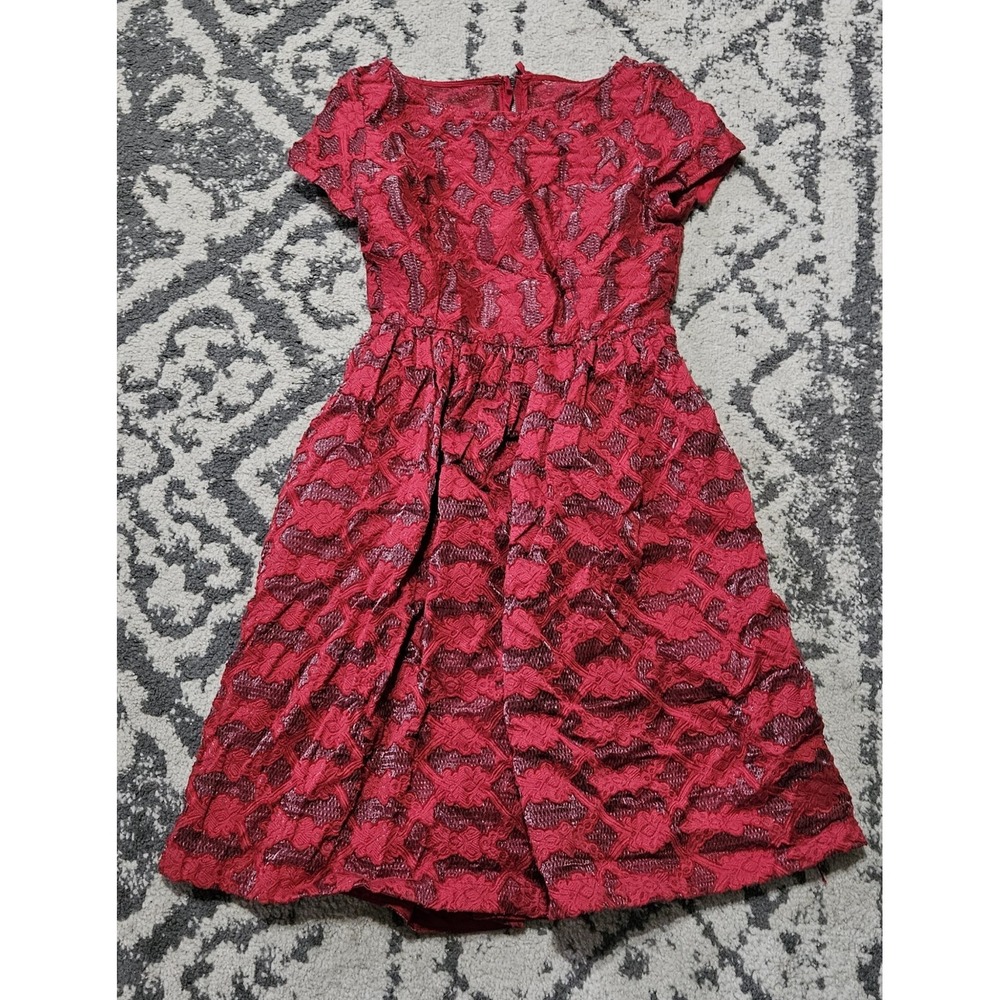 Anthropologie Moulinette Soeurs Red Lace Cocktail Dress Size 2